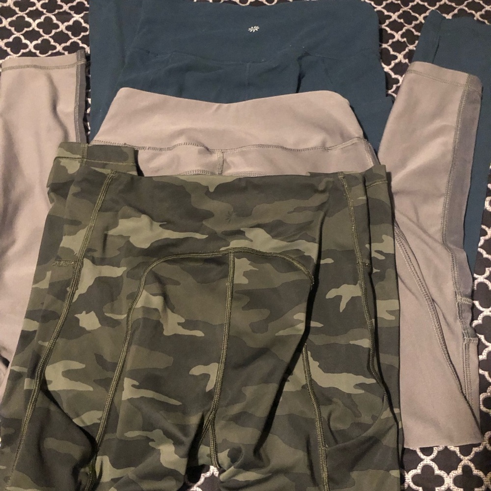 Athleta Womens Sz XS Leggings Tight Activewear Bundle (3) Camo Green B14